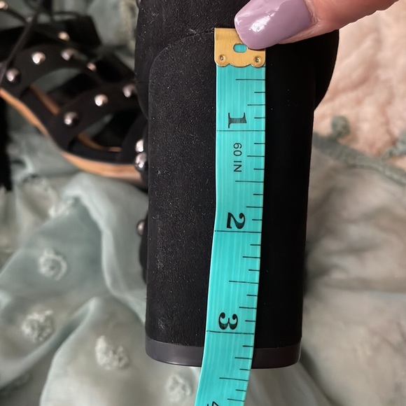 Express Black and Silver Strappy Heels with Studded Details - Picture 7 of 9